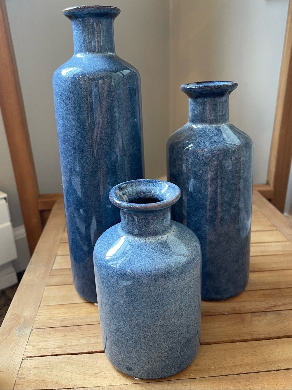 NEW Blue Ceramic Decorative Vase Set of 3 🌼